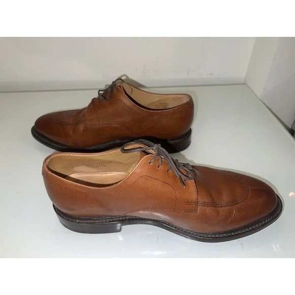 Loake Split Toe Oxfords Lace Up Dress Shoes Men Size 9 Brown Leather France - Picture 7 of 9